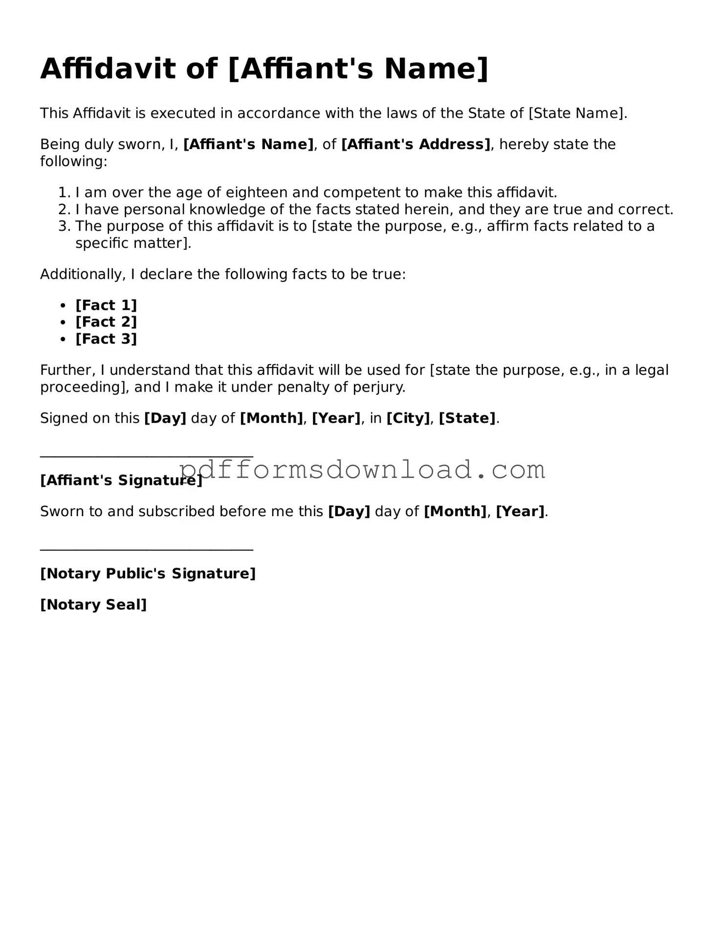 Official Affidavit Document