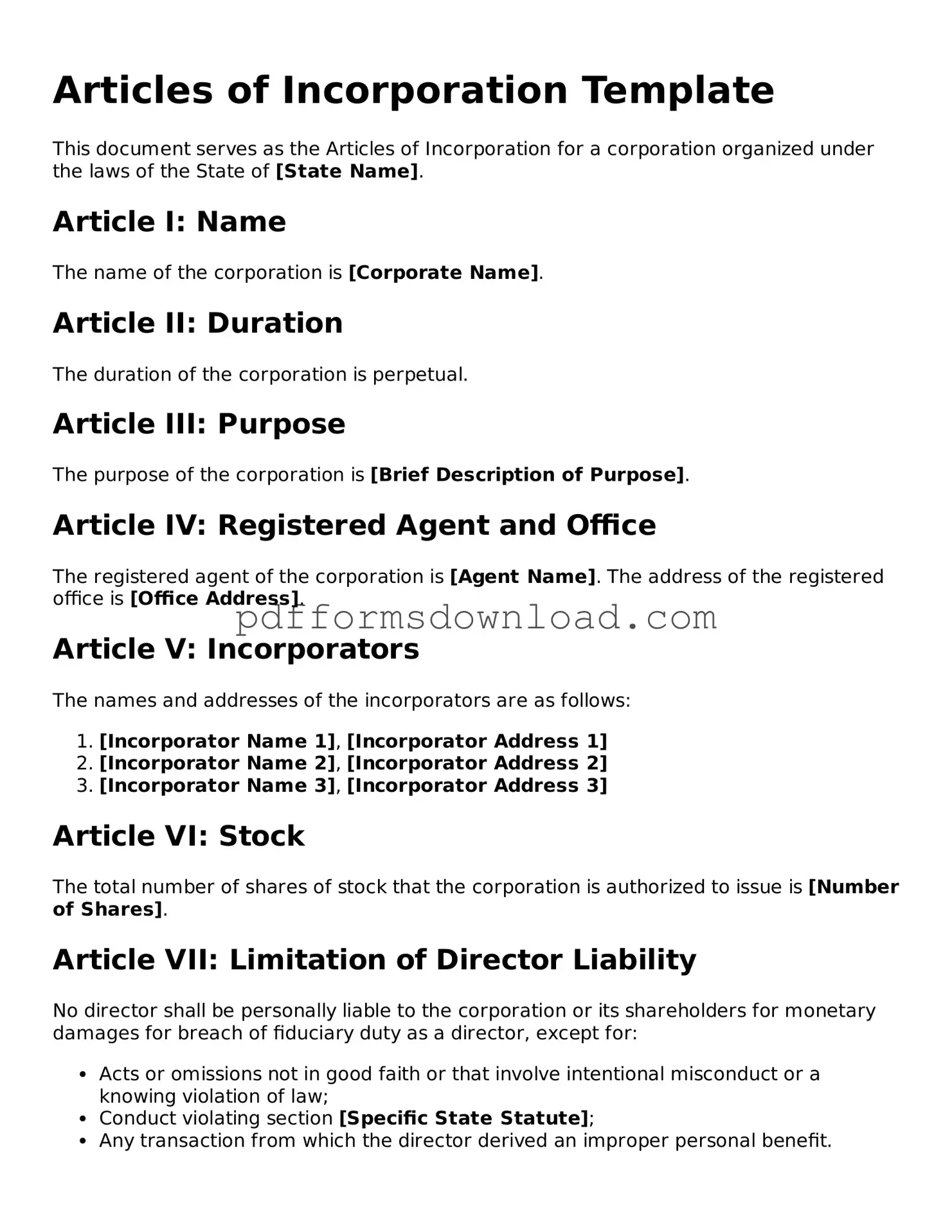 Official Articles of Incorporation Document