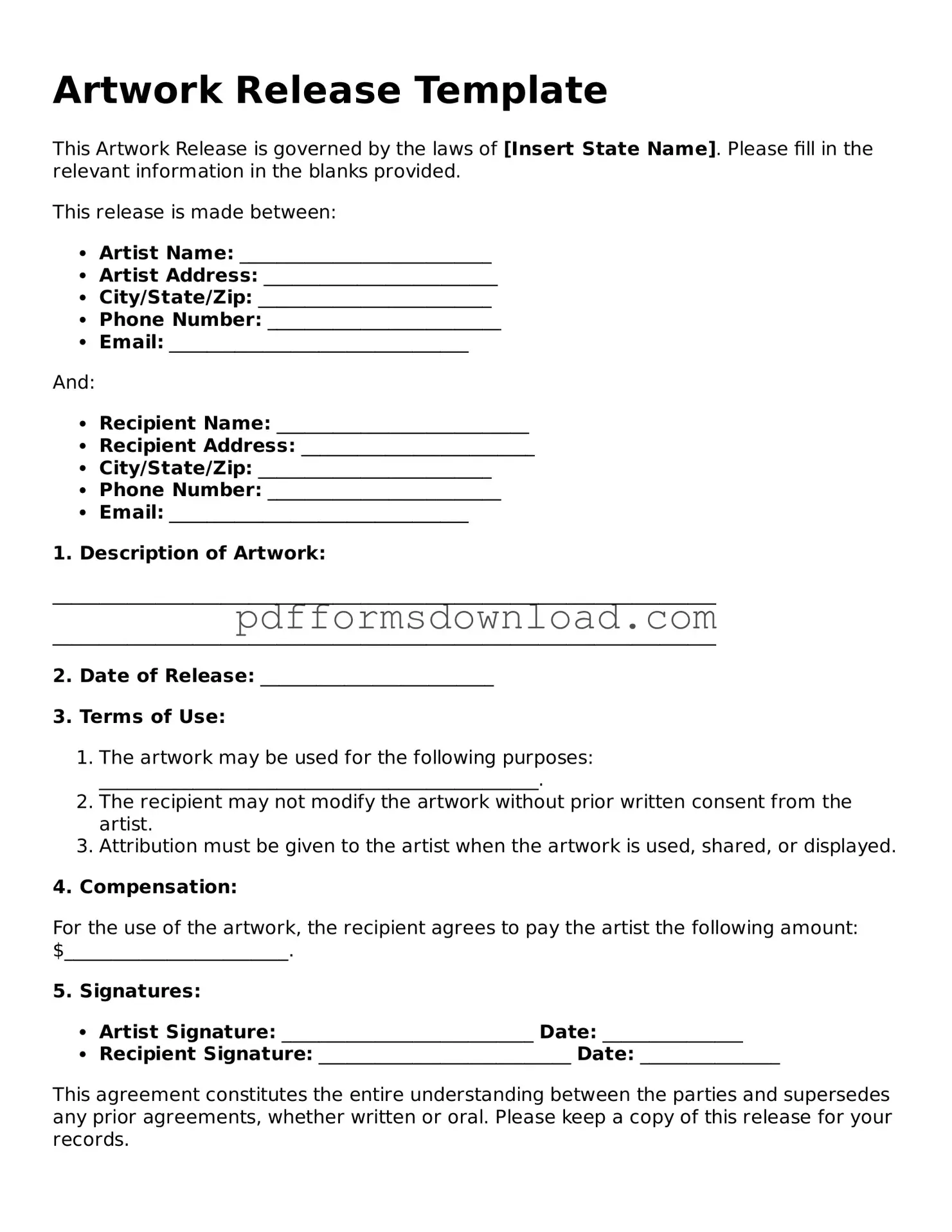 Official Artwork Release Document