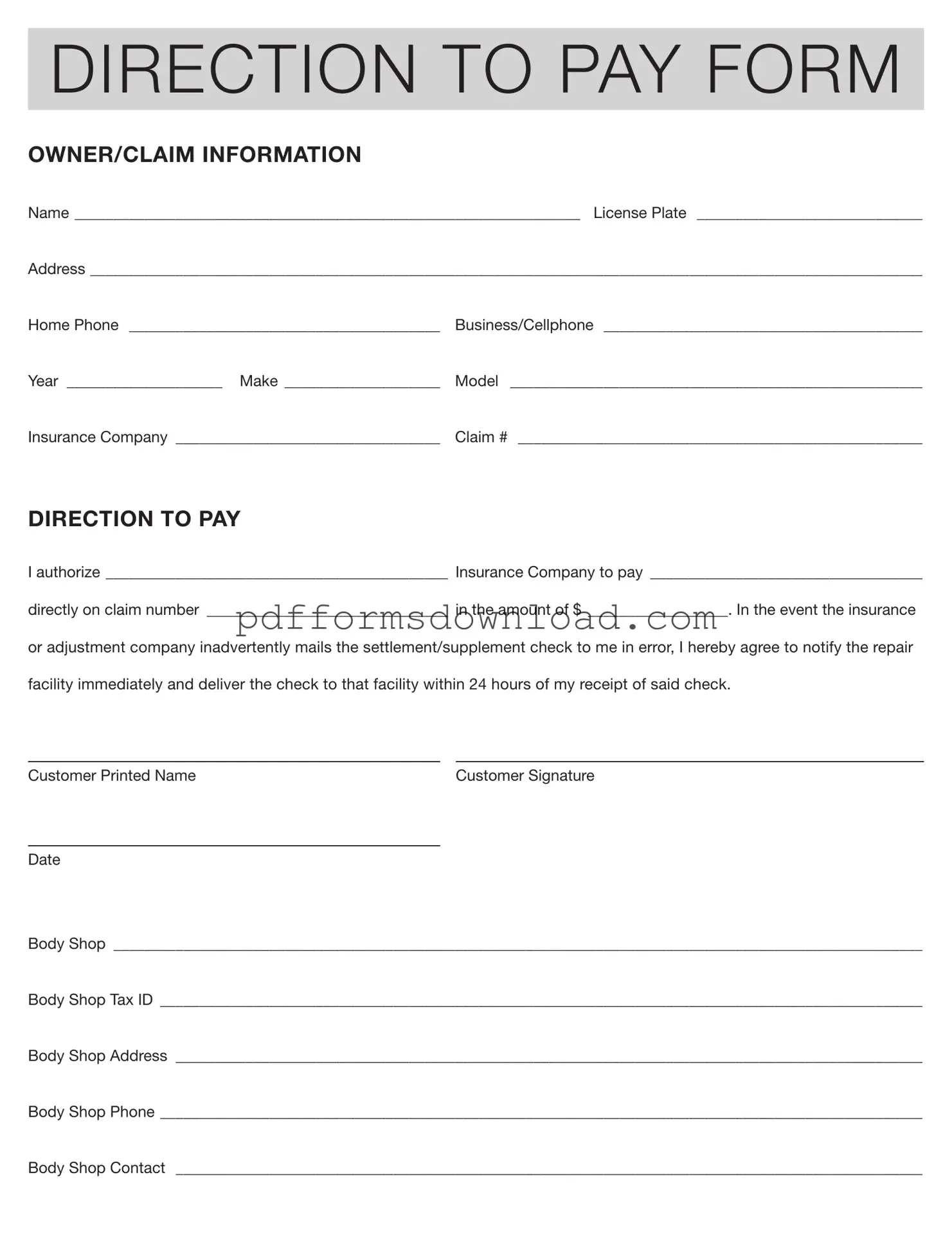Download Authorization And Direction Pay Template
