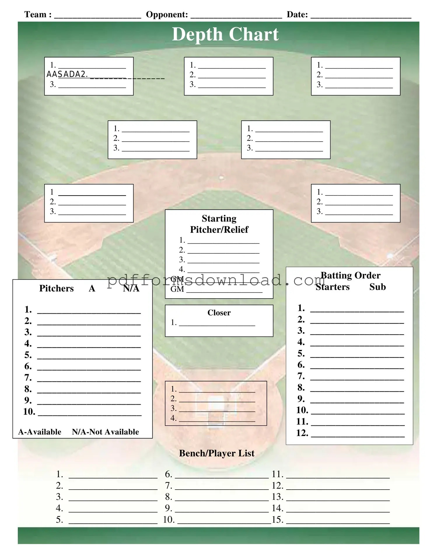 Download Baseball Field Lineup Template