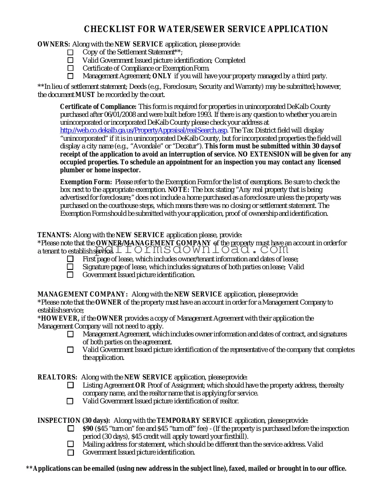 Download Dekalb County Water Application Template