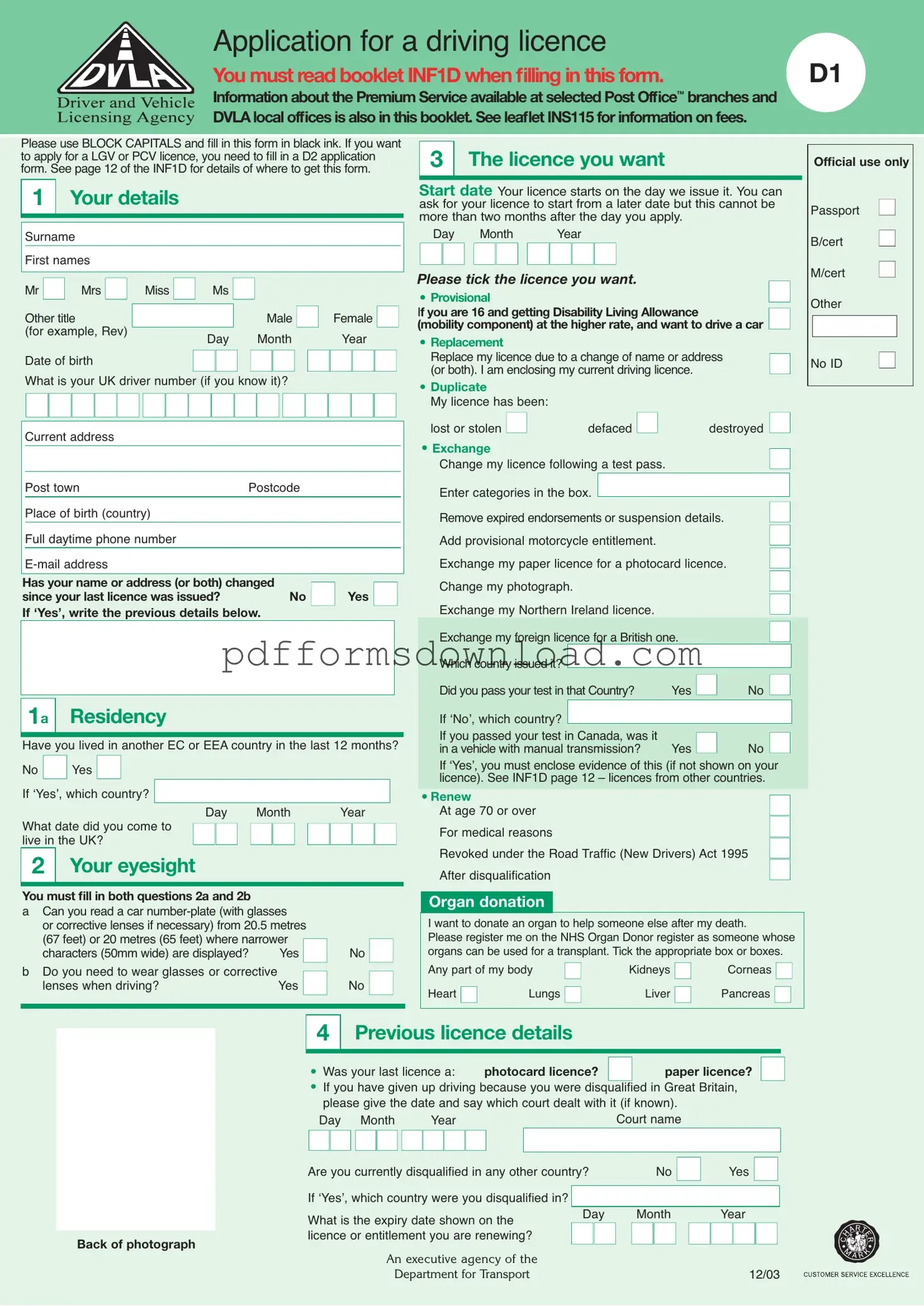 Download D1 Dvla Template
