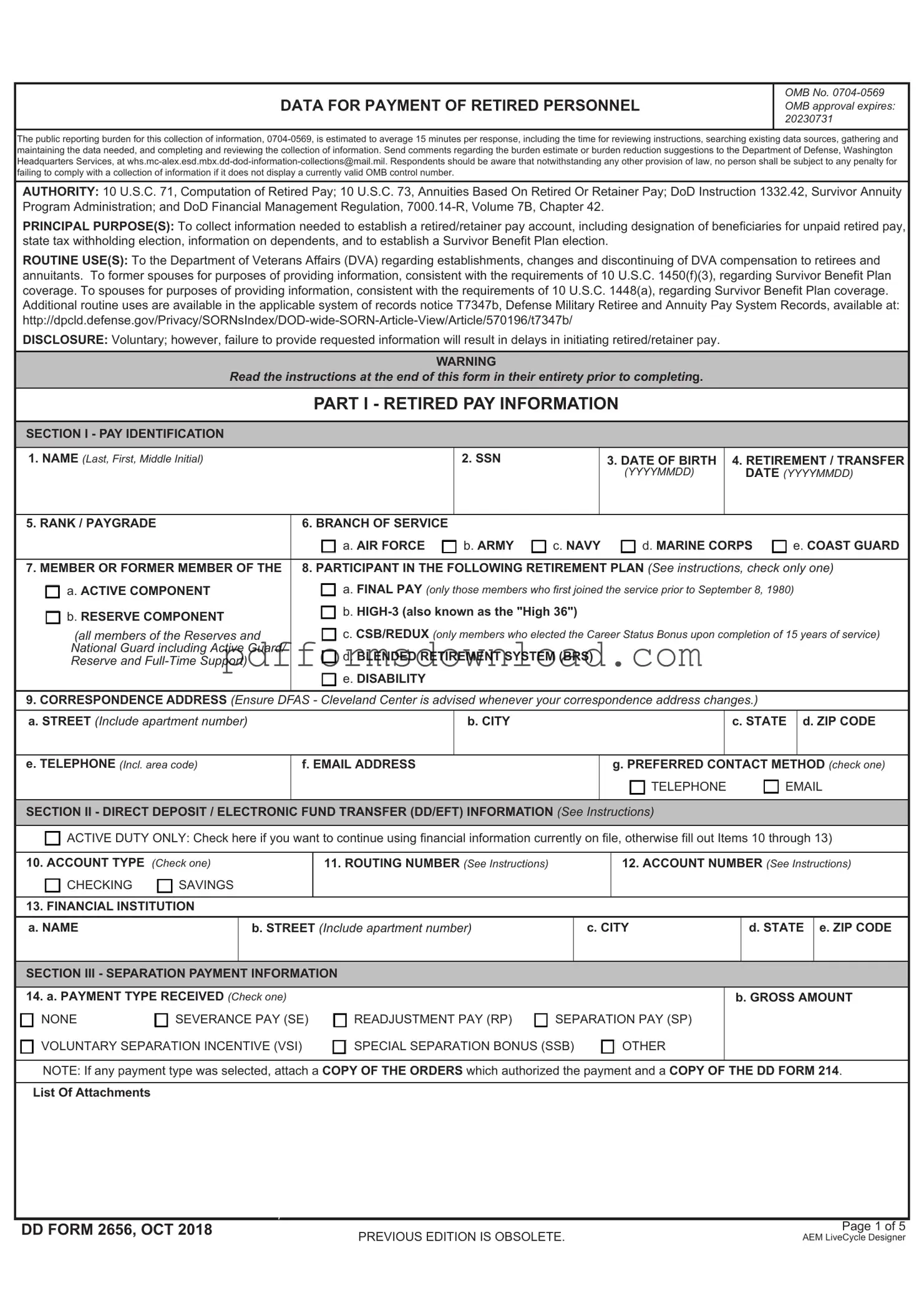 Download DD 2656 Template