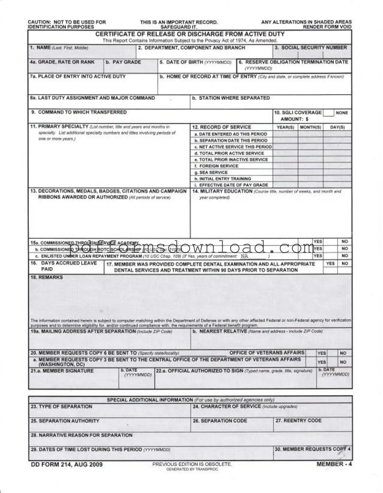 Download Dd 214 Template