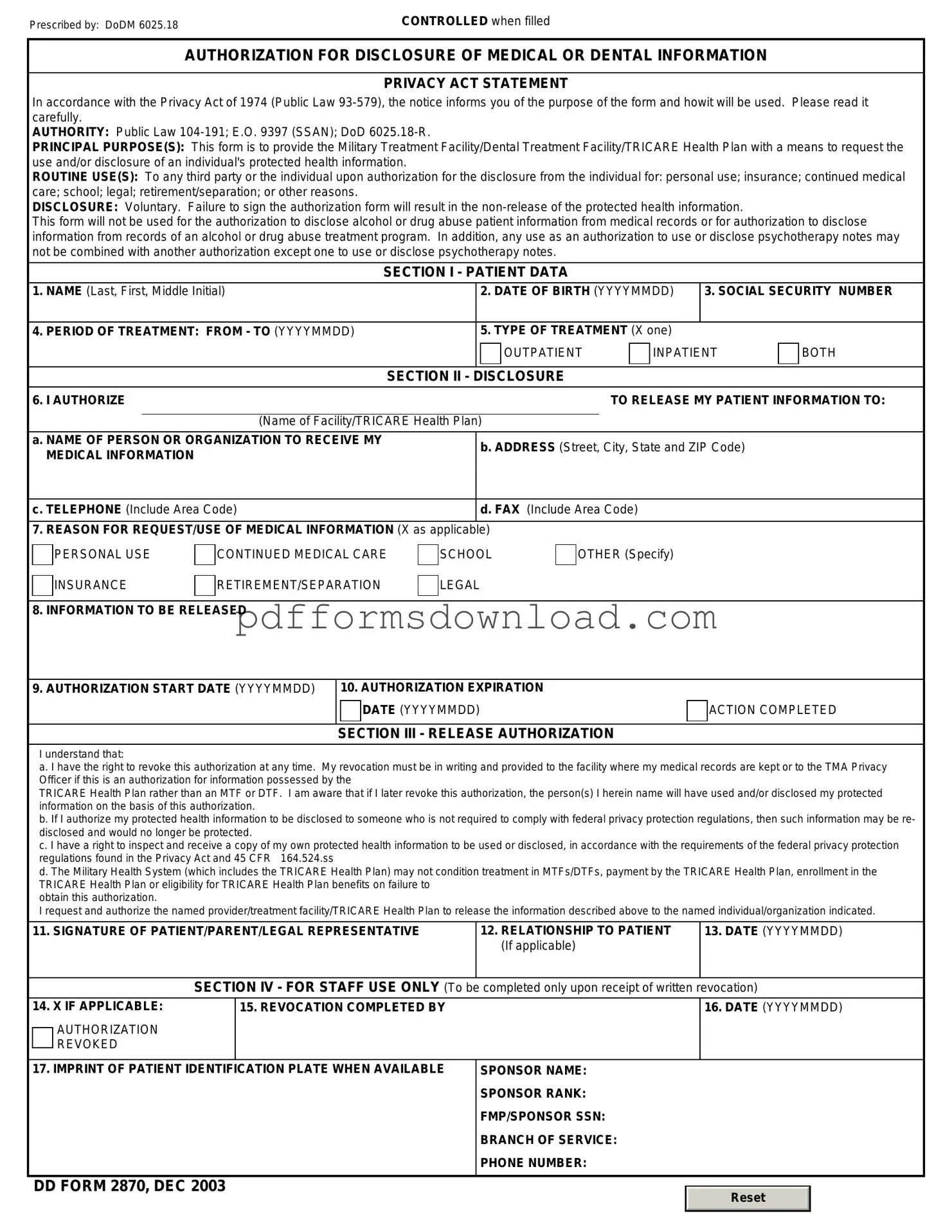 Download DD 2870 Template