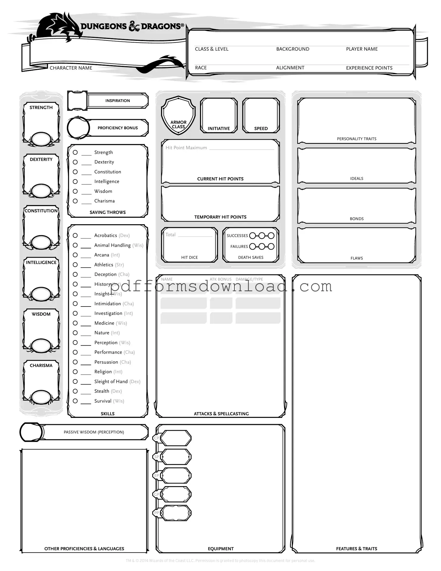 Download Dnd Character Sheet Template