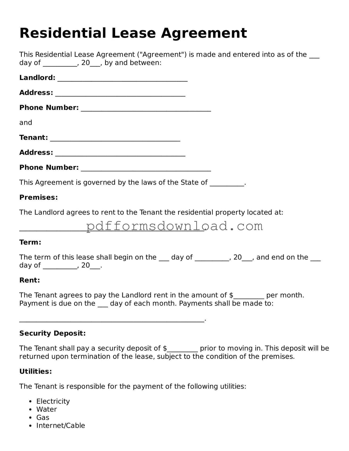 Official Residential Lease Agreement Document