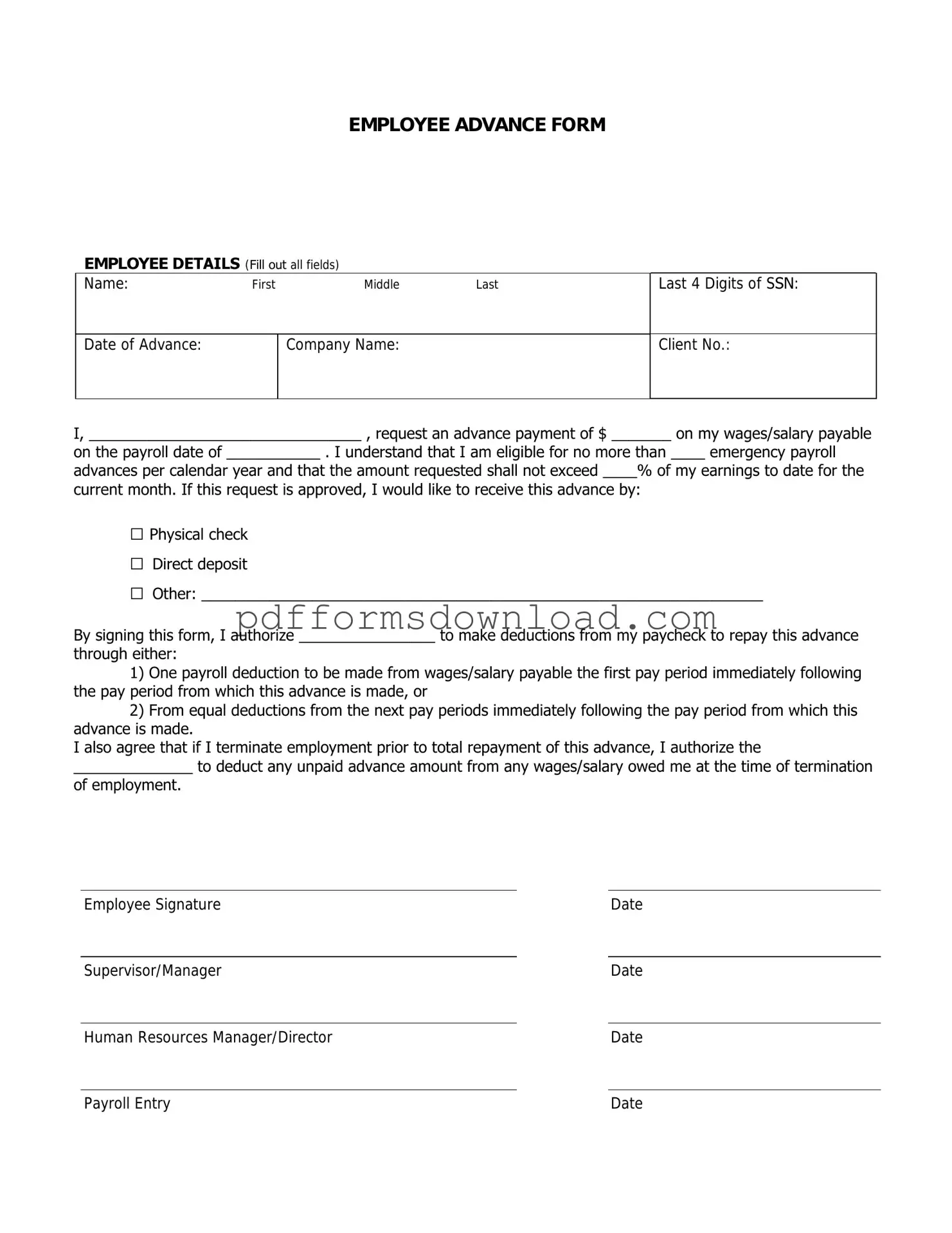 Download Employee Advance Template