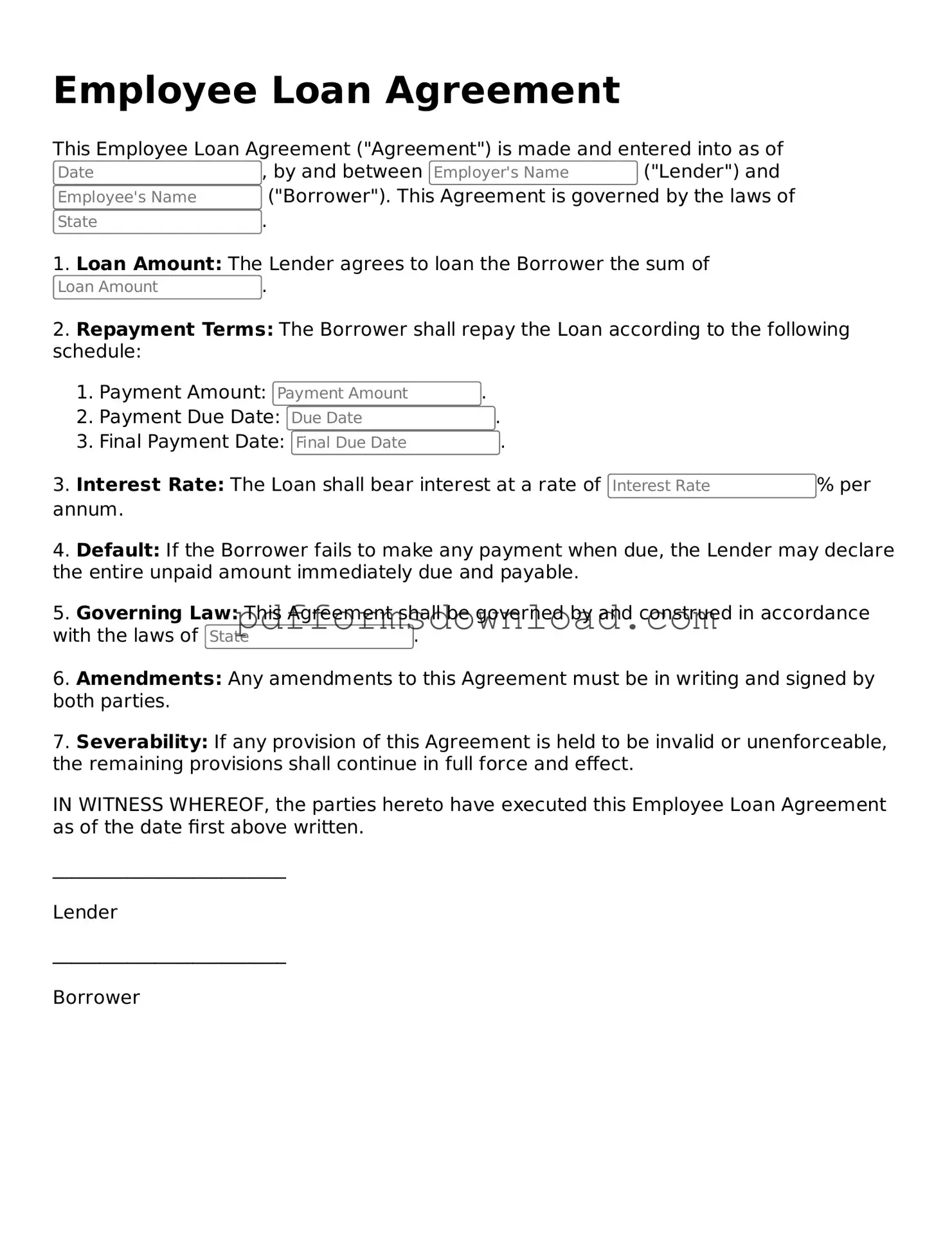 Official Employee Loan Agreement Document