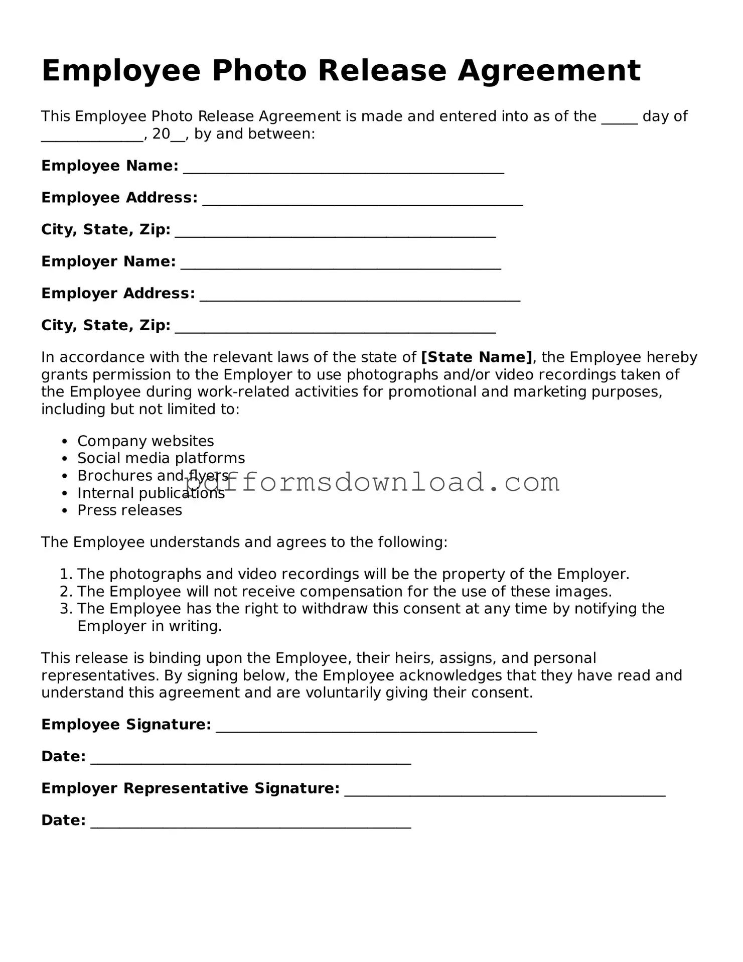 Official Employee Photo Release Document