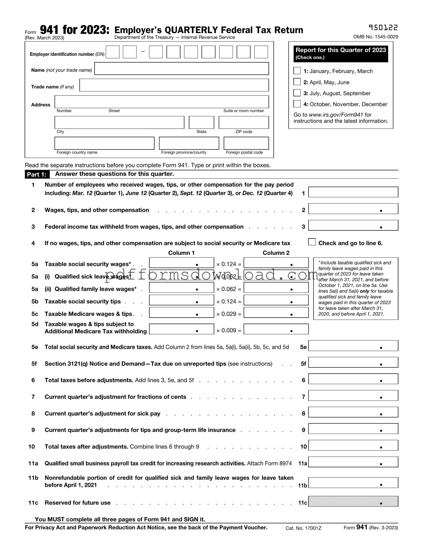 Download IRS 941 Template