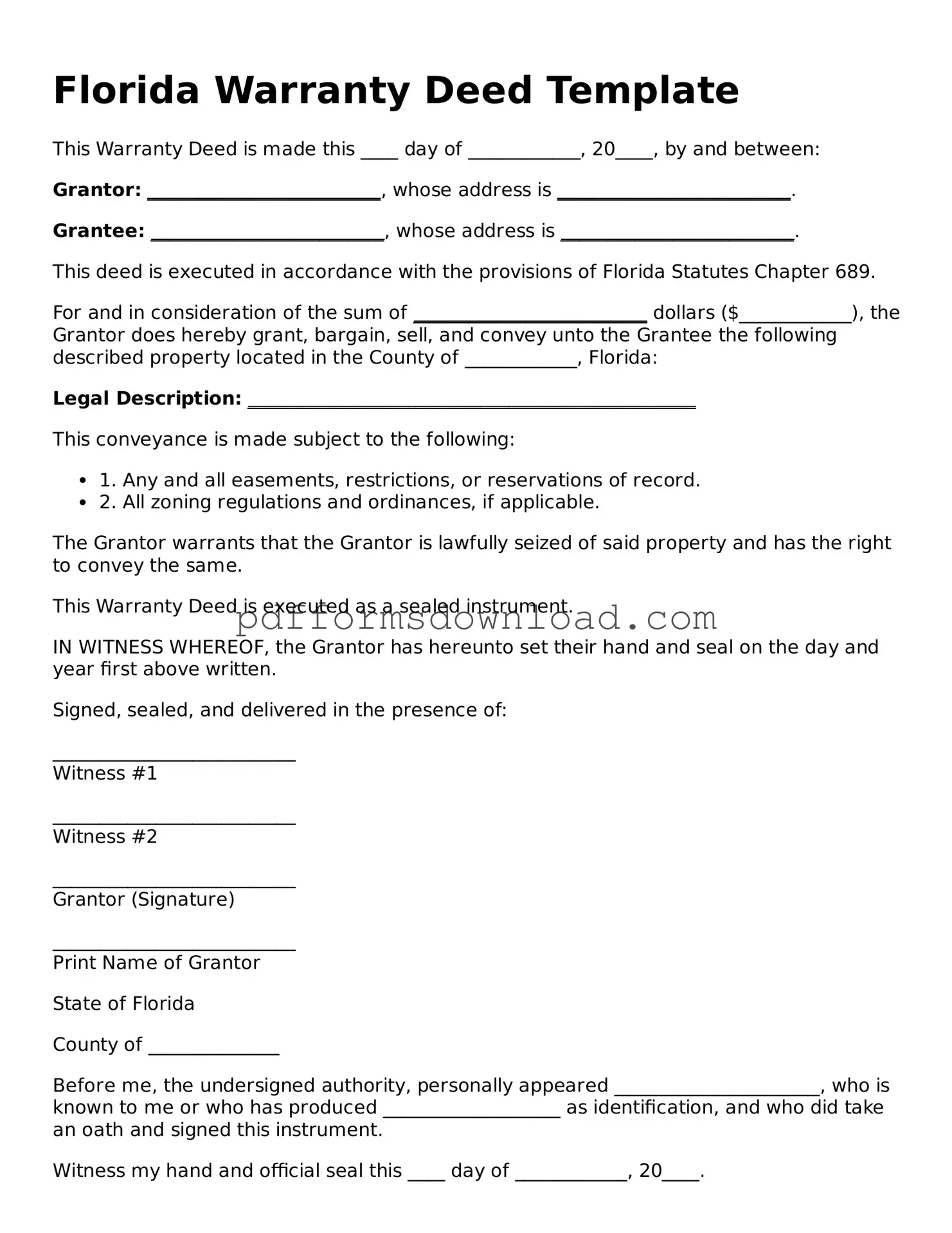 Printable Florida Deed Form