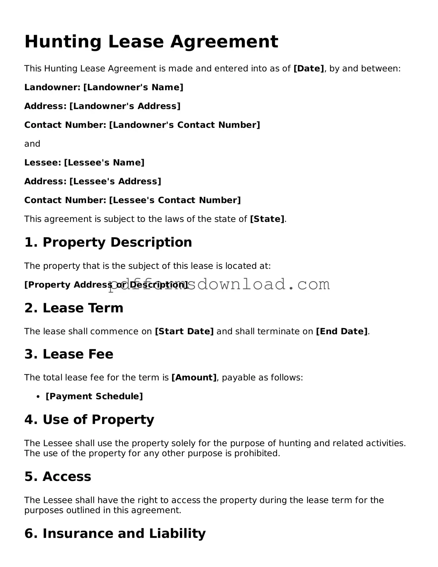 Official Hunting Lease Agreement Document