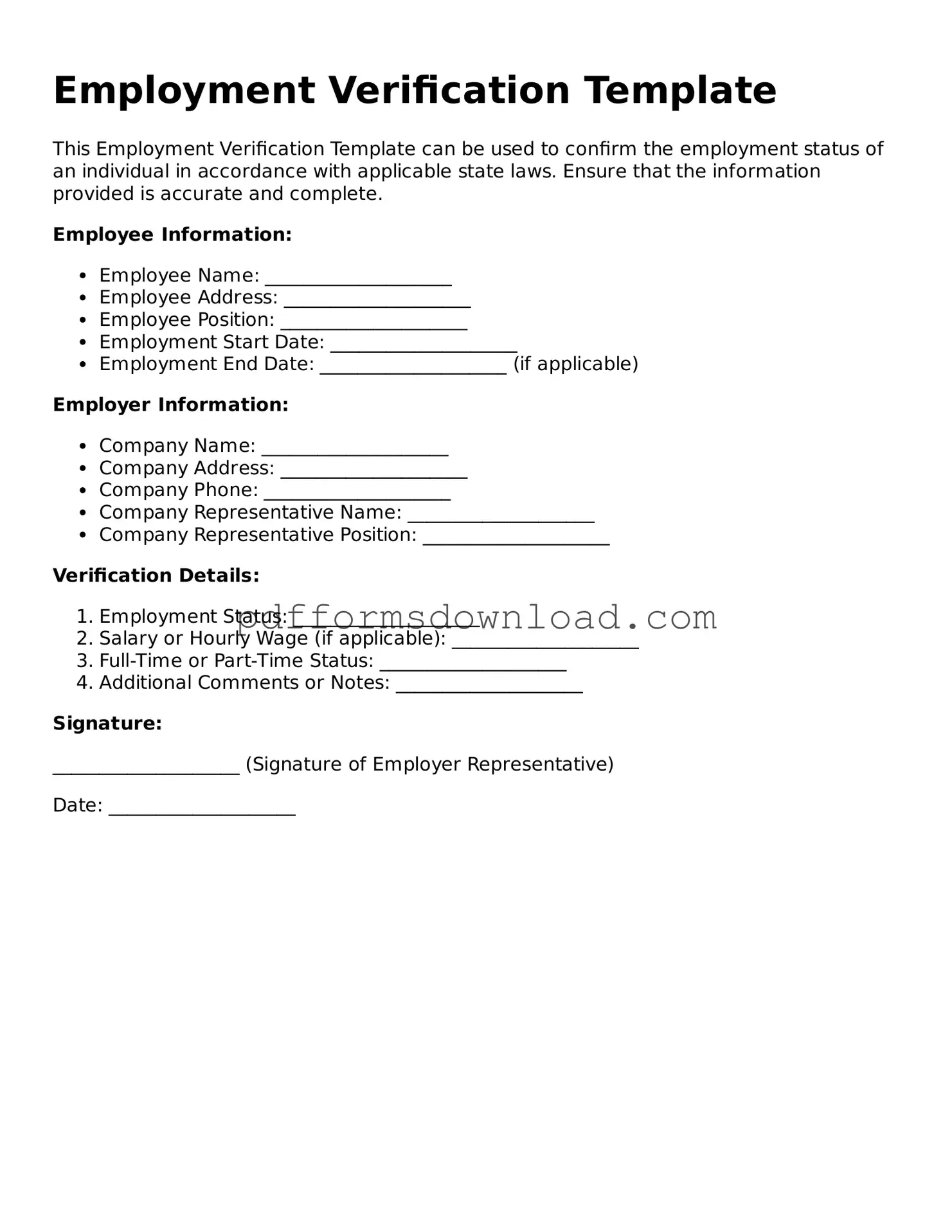 Official Employment Verification Document