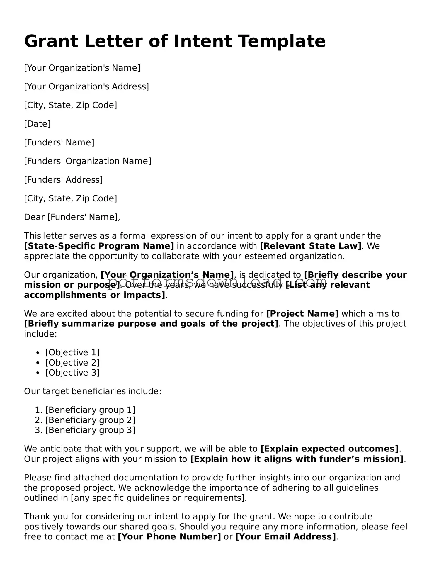 Official Grant Letter of Intent Document