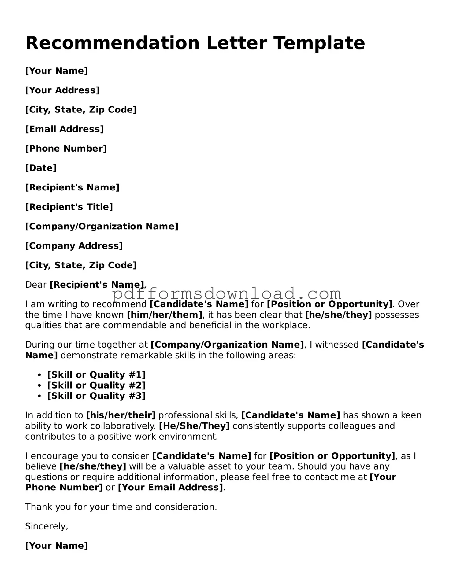 Official Recommendation Letter Document