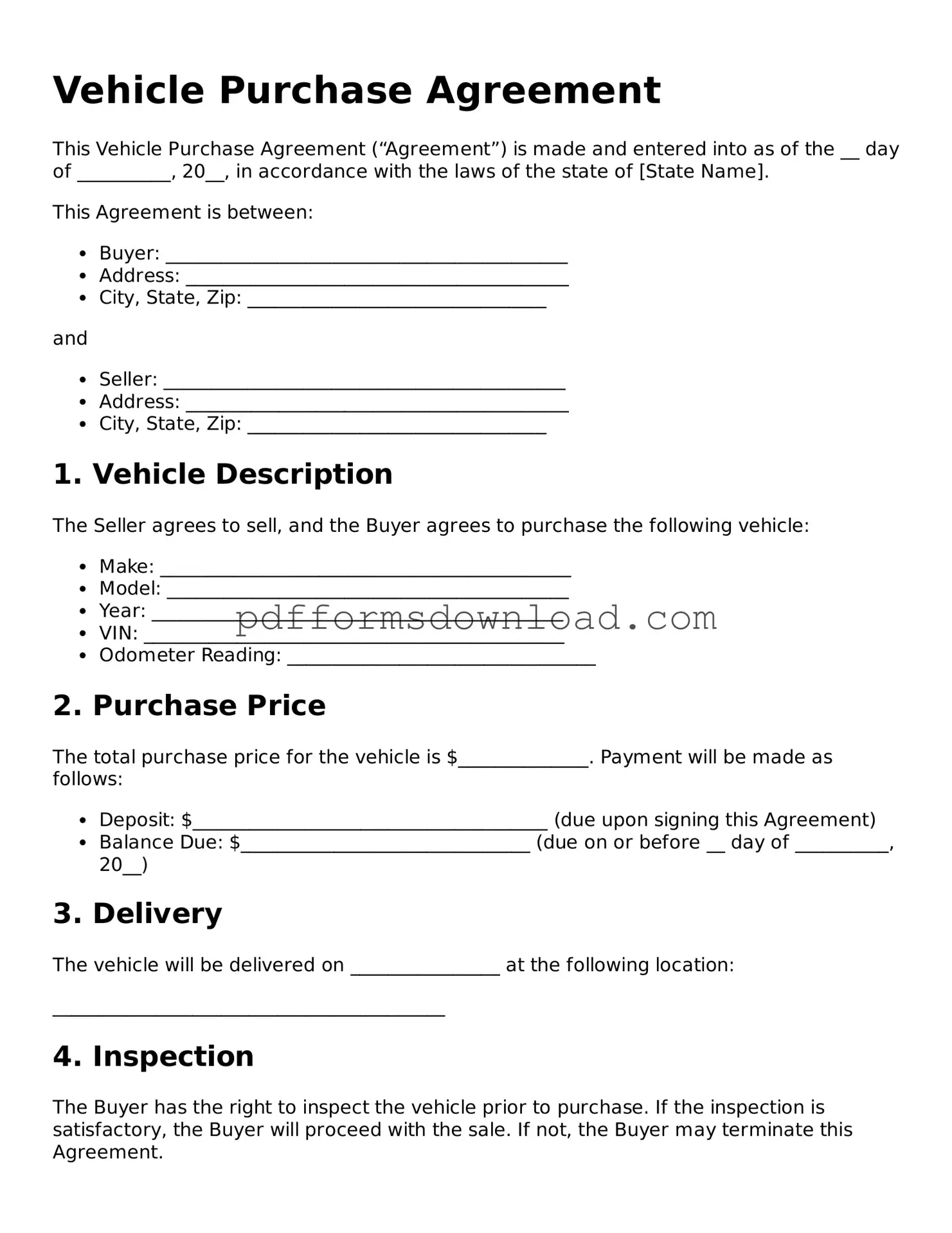 Official Vehicle Purchase Agreement Document