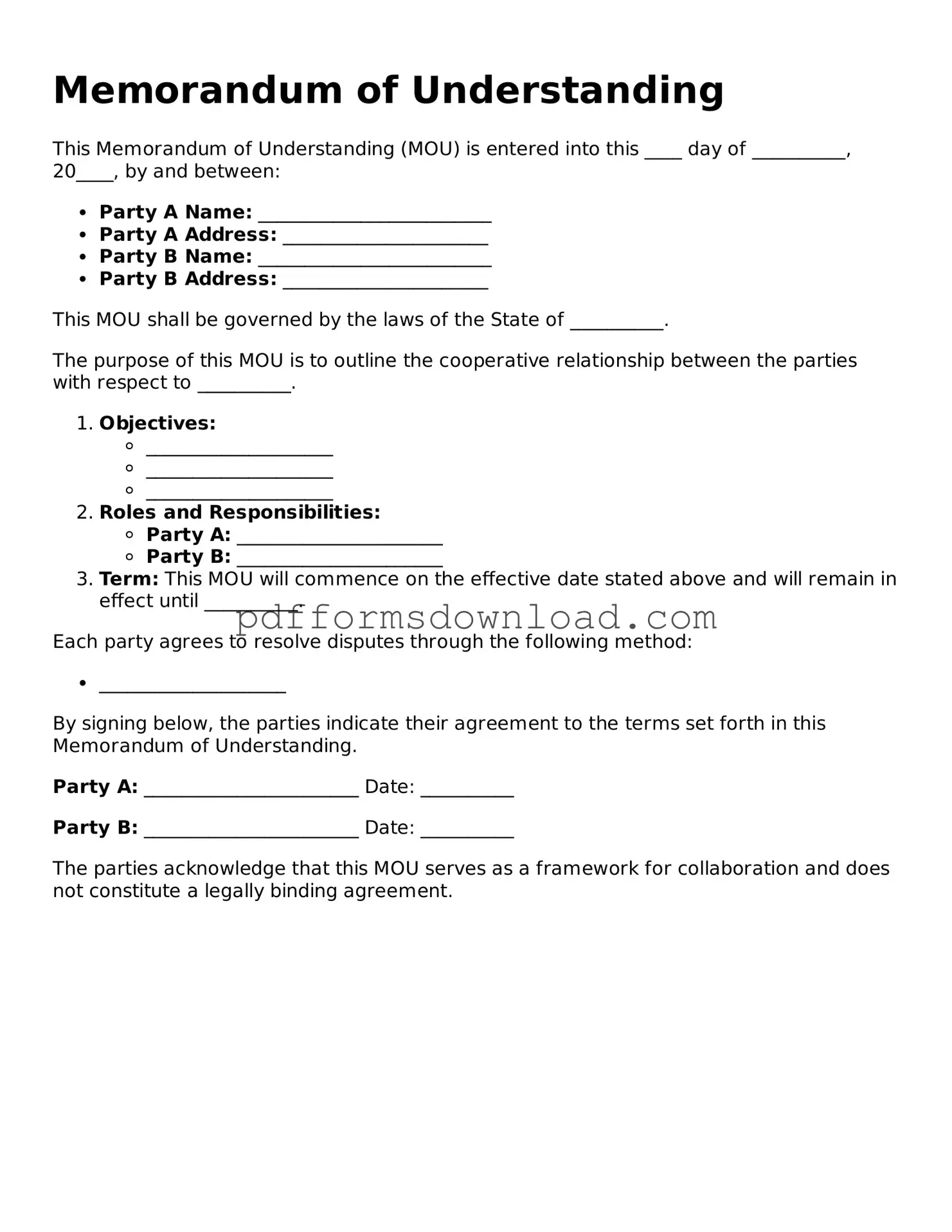 Official Memorandum of Understanding Document