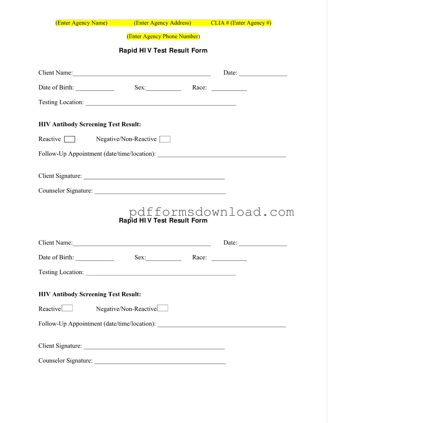 Download Negative Hiv Test Template