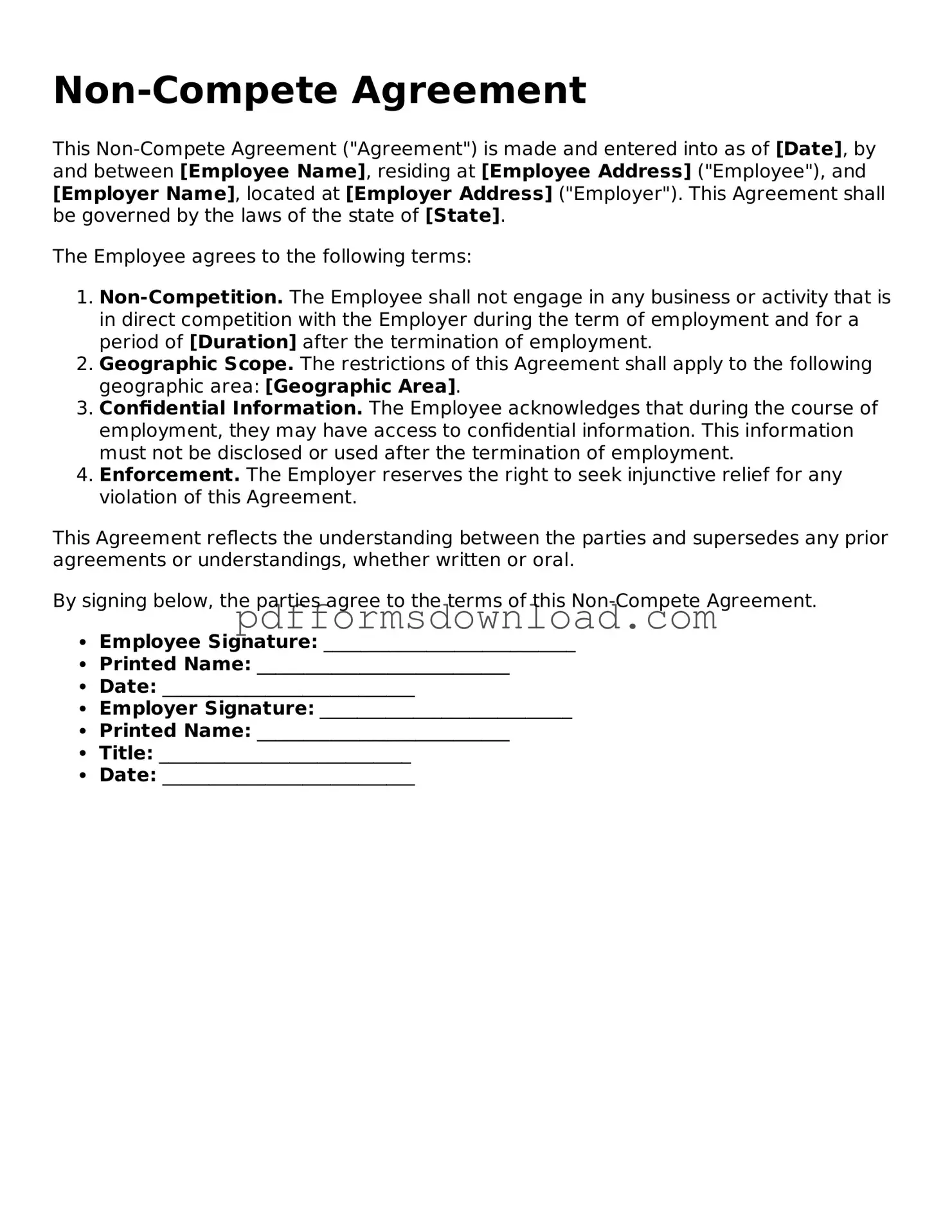 Official Non-compete Agreement Document
