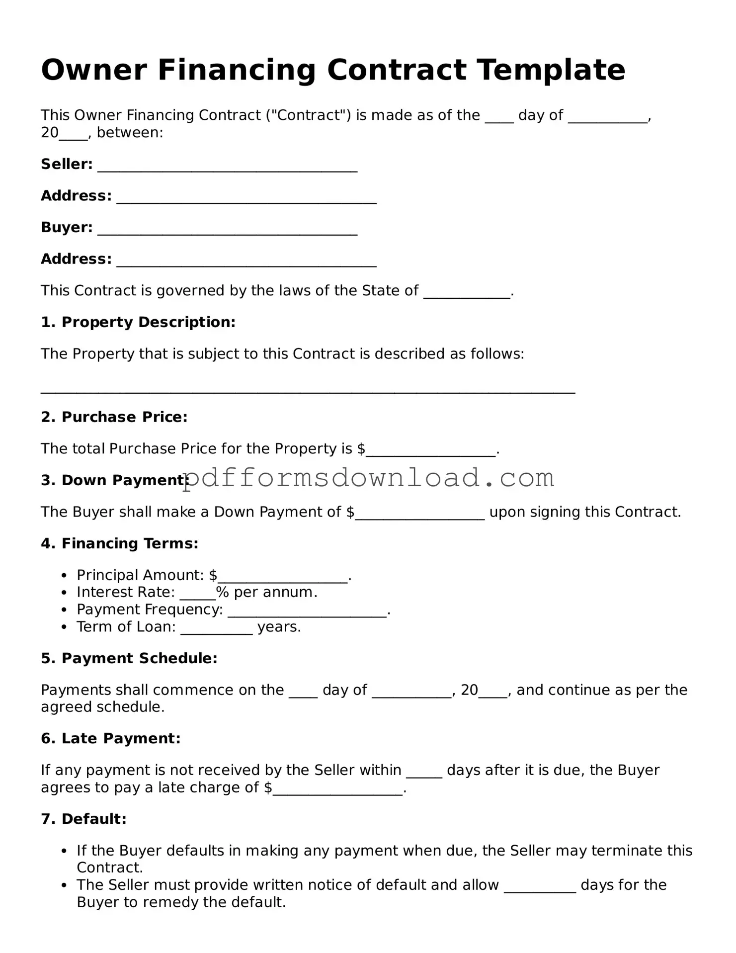 Official Owner Financing Contract Document