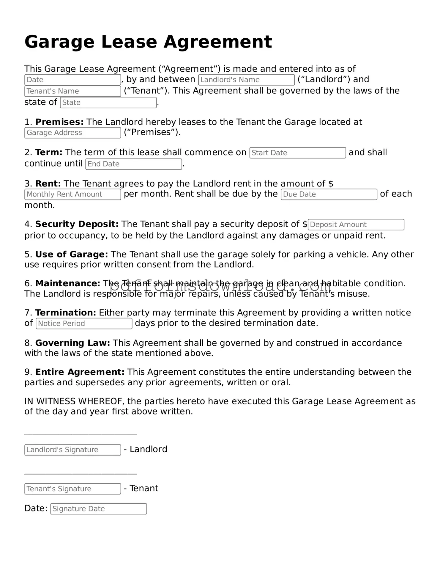 Official Garage Lease Agreement Document