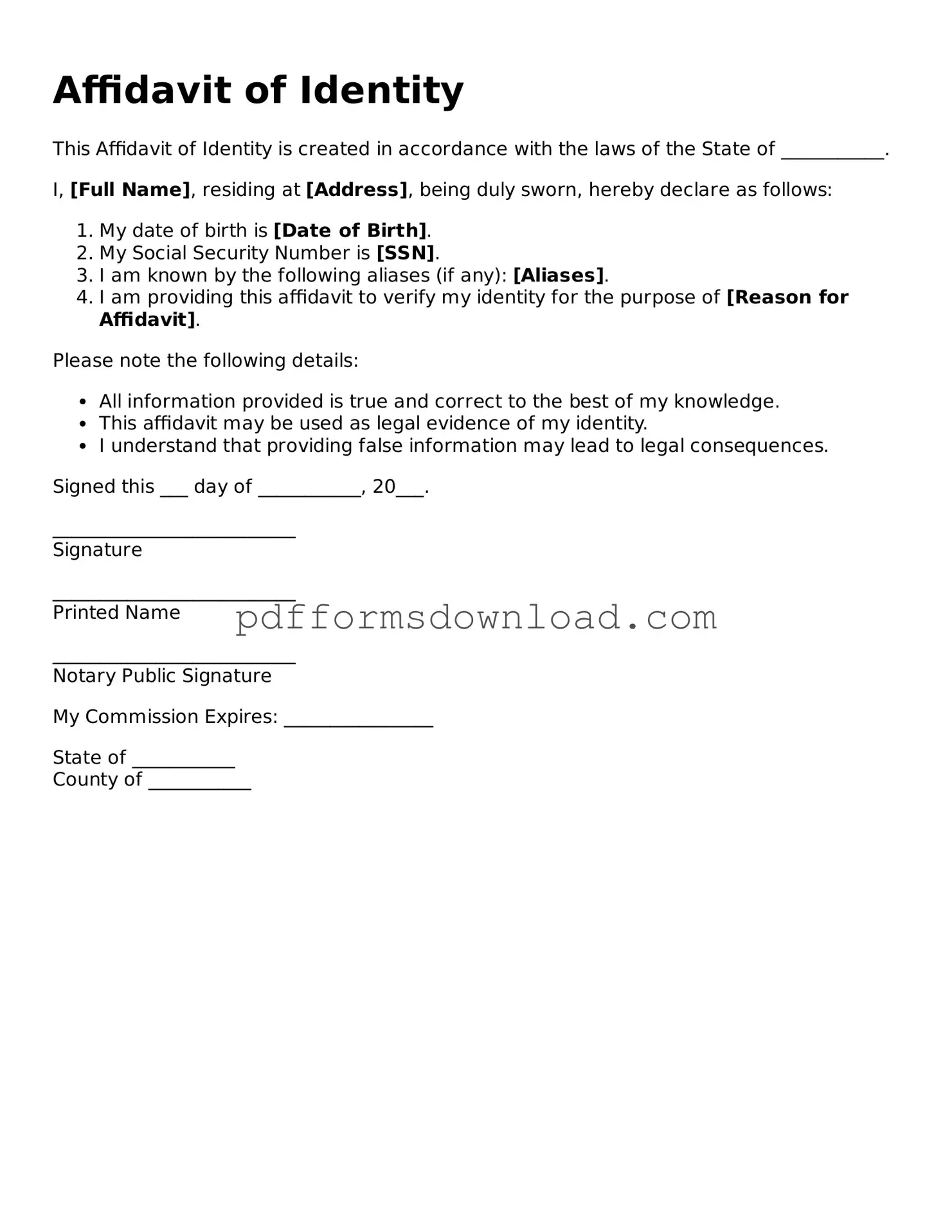 Official Affidavit of Identity Document