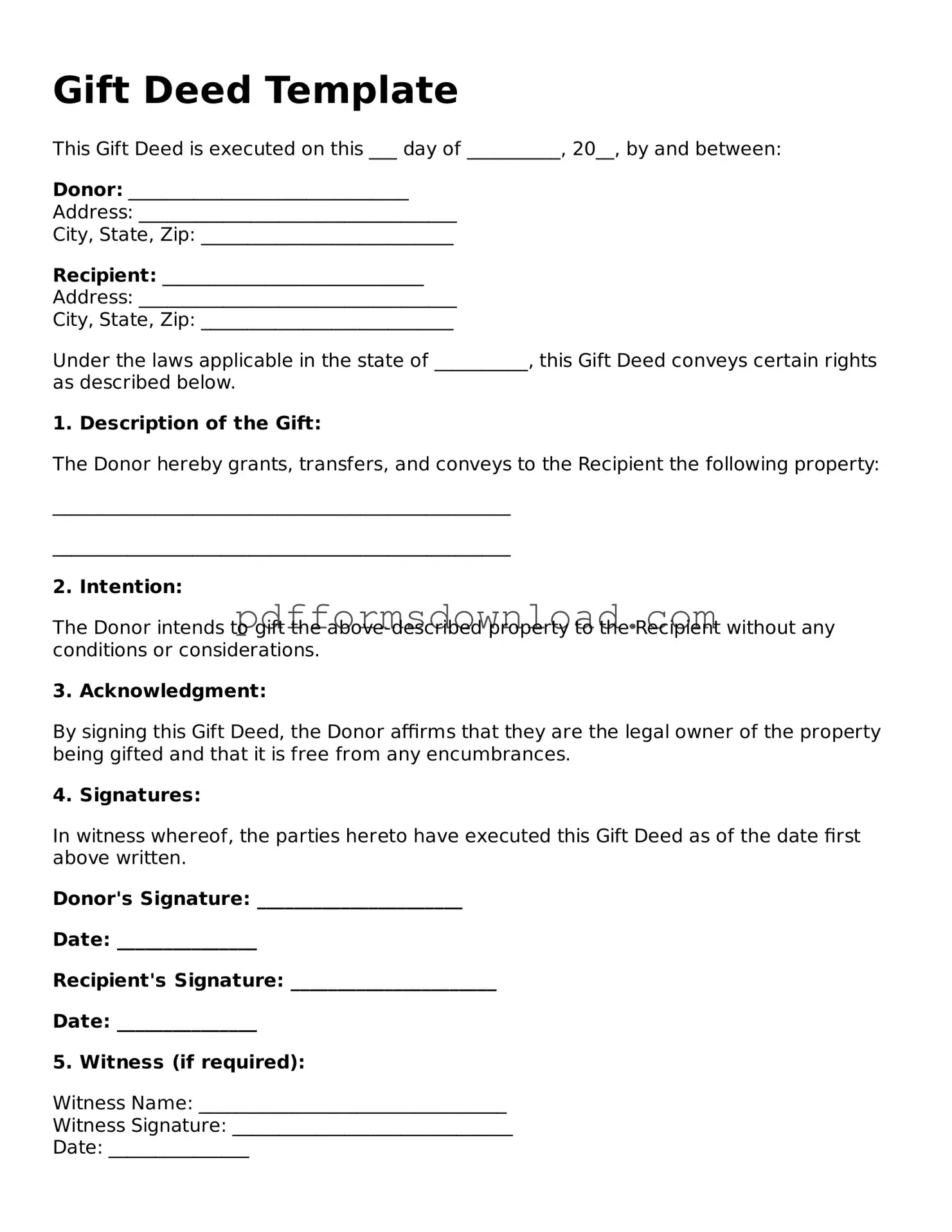 Official Gift Deed Document
