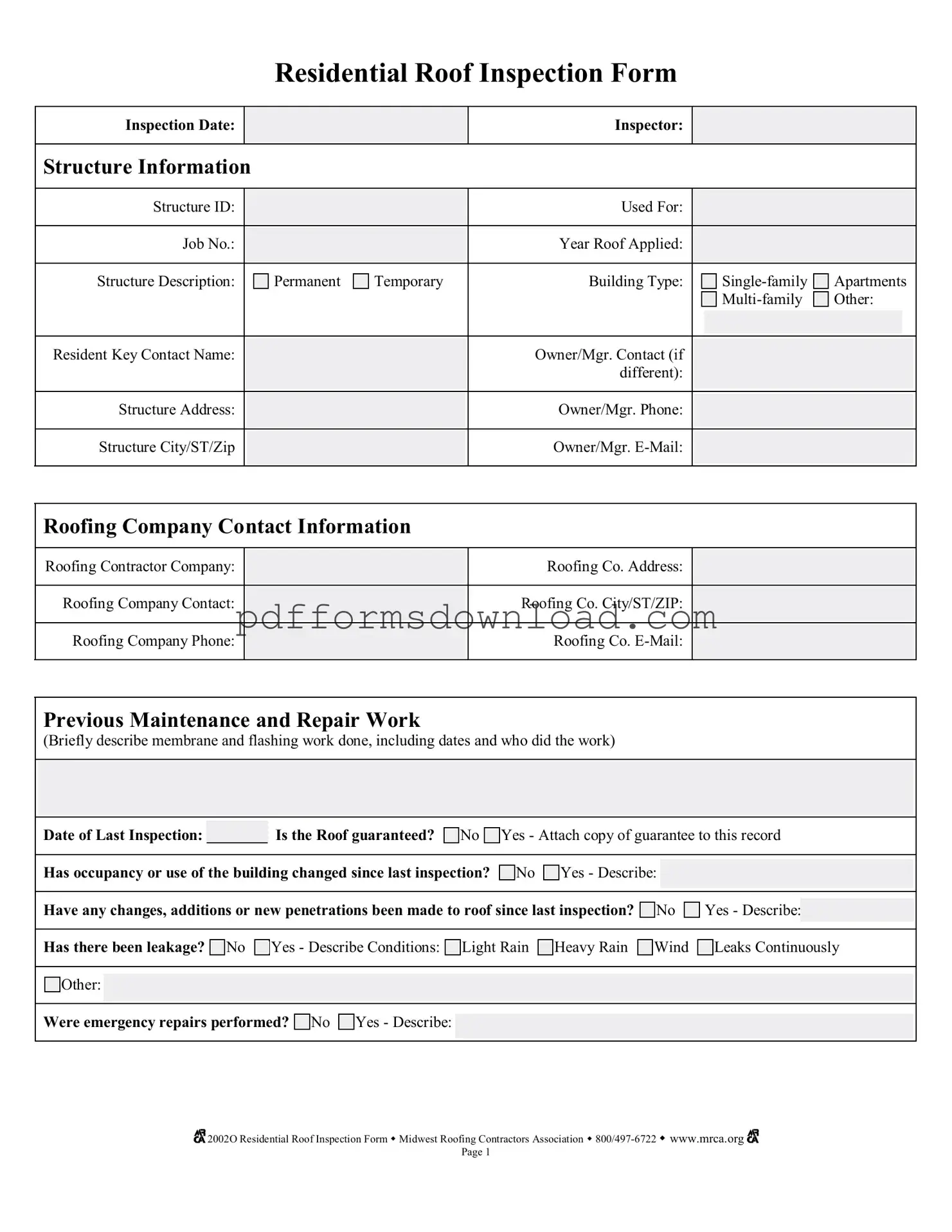 Download Roof Inspection Template