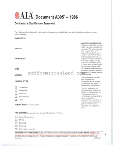 Download AIA A305 Template