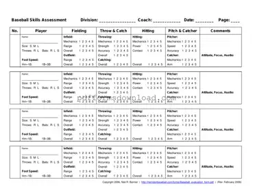 Download Baseball Assessment Template