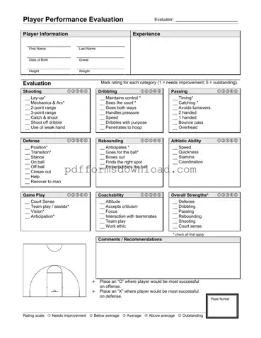 Download Basketball Evaluation Template