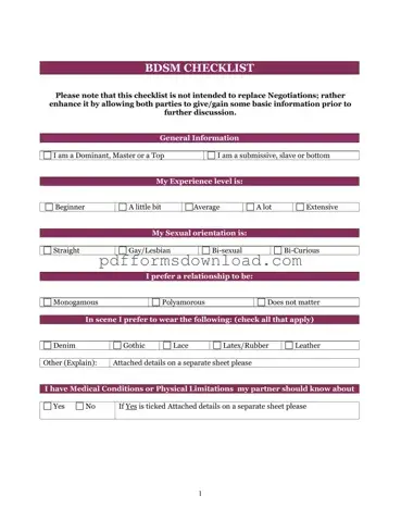 Download Bdsm Checklist Template