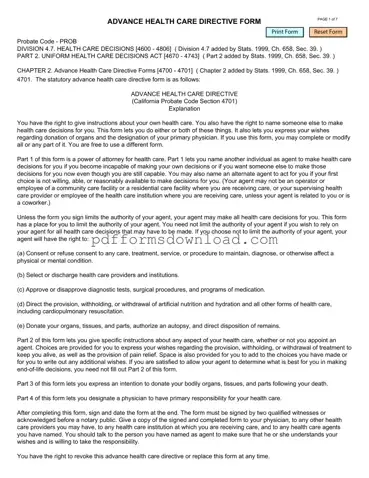 Download California Advanced Health Care Directive Template