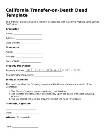 Printable California Transfer-on-Death Deed Form