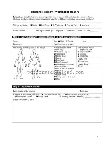 Download Employee Accident Report Template