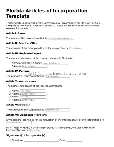 Printable Florida Articles of Incorporation Form