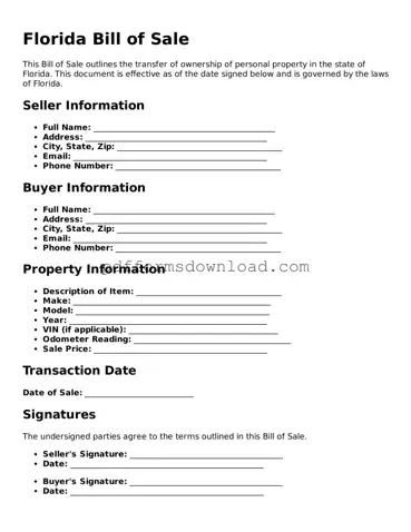 Printable Florida Bill of Sale Form