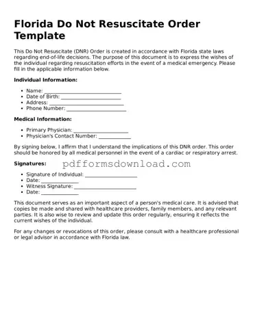 Printable Florida Do Not Resuscitate Order Form