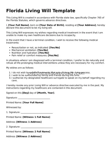 Printable Florida Living Will Form