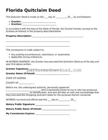 Printable Florida Quitclaim Deed Form