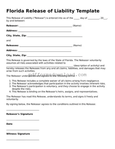 Printable Florida Release of Liability Form