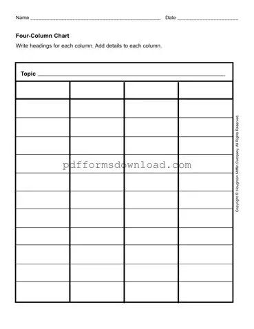 Download Four Column Chart Template