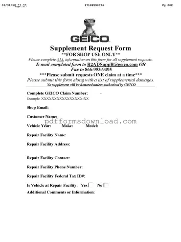 Download Geico Supplement Request Template