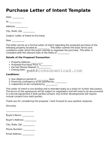 Official Purchase Letter of Intent Document