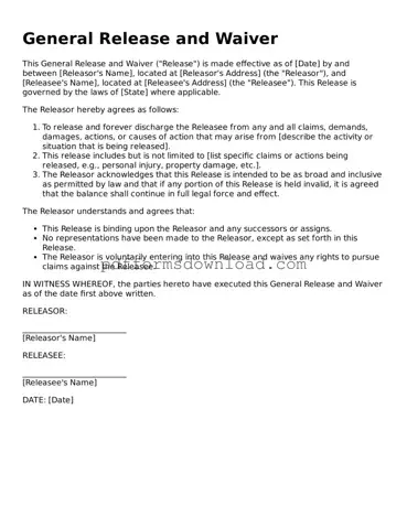 Official General Release and Waiver Document