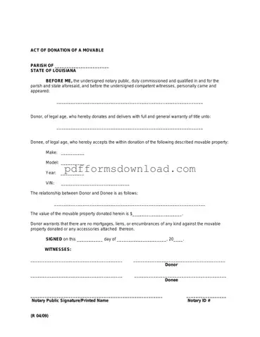 Download Louisiana act of donation Template