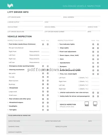 Download Lyft Inspection Template