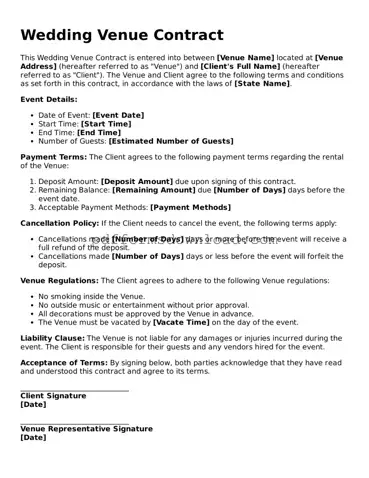 Official Wedding Venue Contract Document